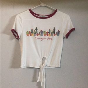 Papaya white crop top that ties in the front